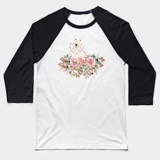 Samoyed Floral Look Baseball T-Shirt